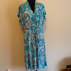 Liz Claiborne Faux Wrap Dress Cap Sleeve XL